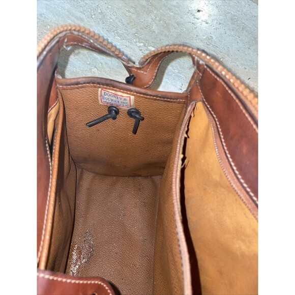 VINTAGE 1990S DOONEY & BOURKE BLACK Brown ALL WEATHER LEATHER SATCHEL HANDBAG - Picture 9 of 11
